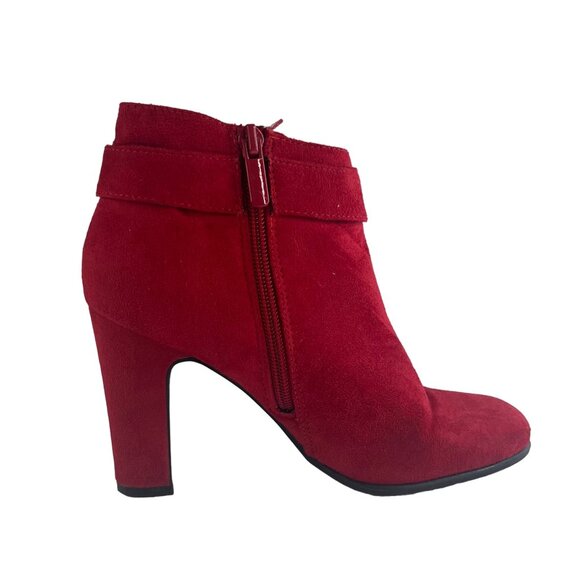 Impo Odessa Suede Ankle Booties Heels Size 6M Bow Detail Side Zipper - Picture 2 of 8